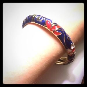 Red white and blue flowered bracelet