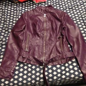 Express Purple Faux Leather Moto Jacket Size XS