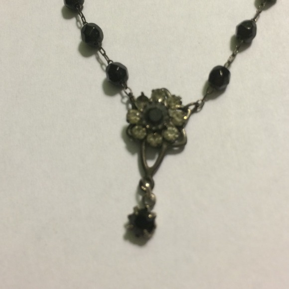 Handmade black gem necklace