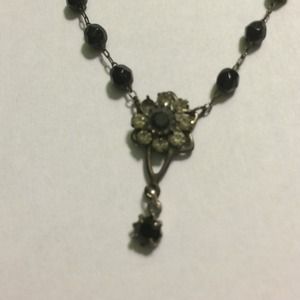 Handmade black gem necklace