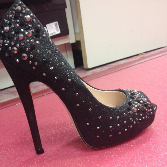 Black sparkle heels