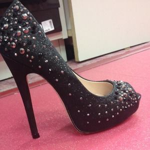 Black sparkle heels