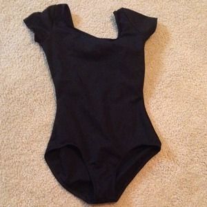 Short Sleeve Black Leotard Bodysuit