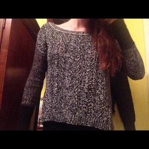 Black and Gray Knit Fashion Sweater