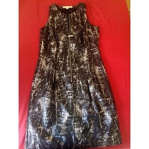 Michael Kors Zip Front Metallic Snake Print Dress