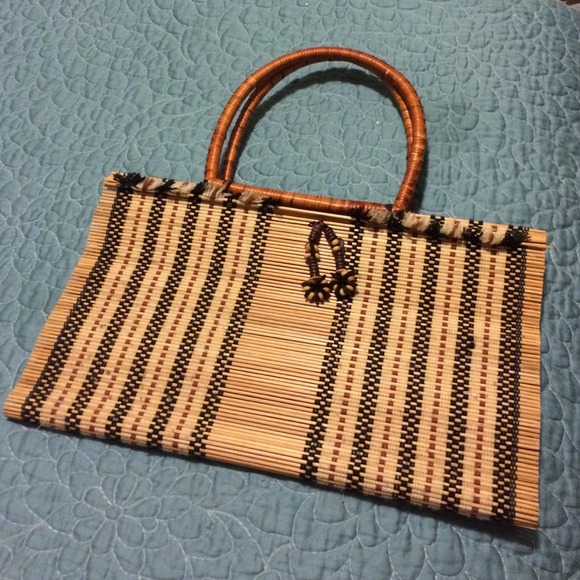 Bamboo and black small purse - used once!