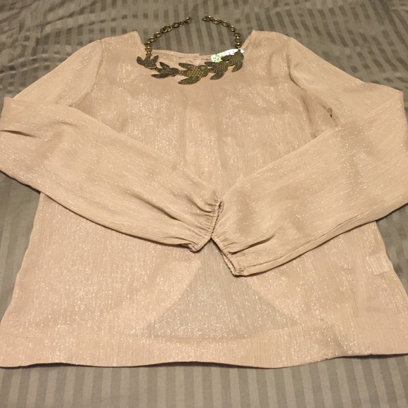 SOLD! Nude sheer sparkled blouse