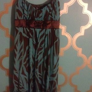 Chiffon brown and teal dress