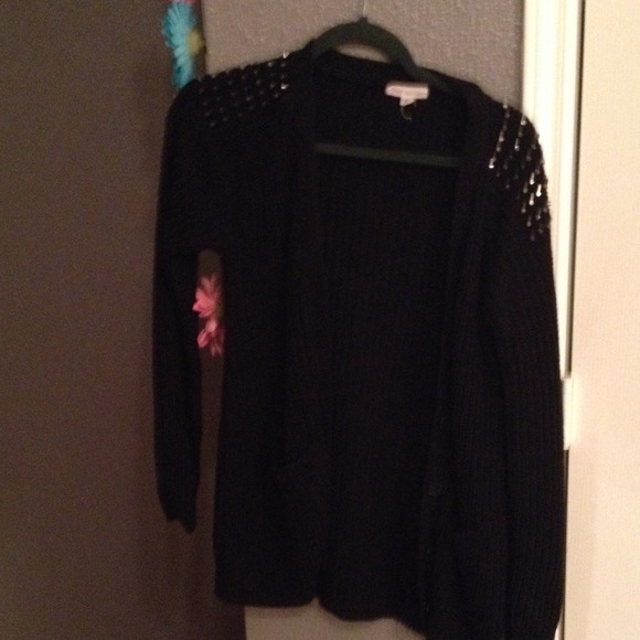 black shoulder studded cardigan