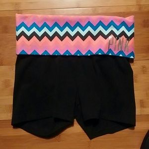 PINK yoga shorts.