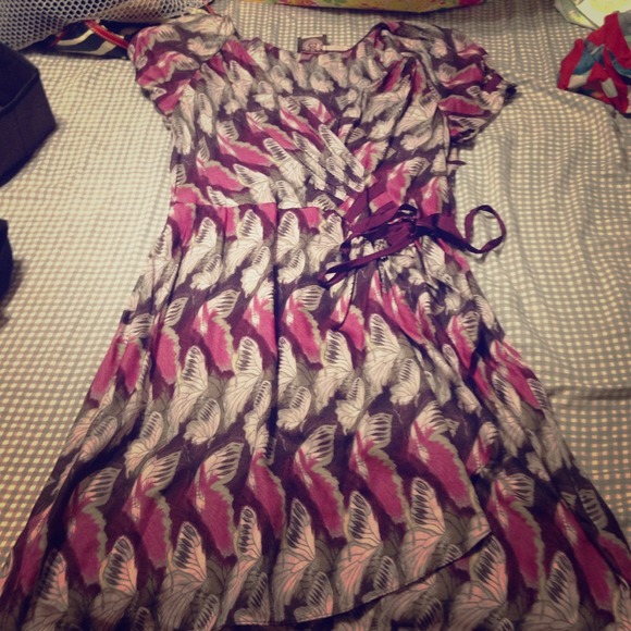 Purple butterfly juicy wrap dress