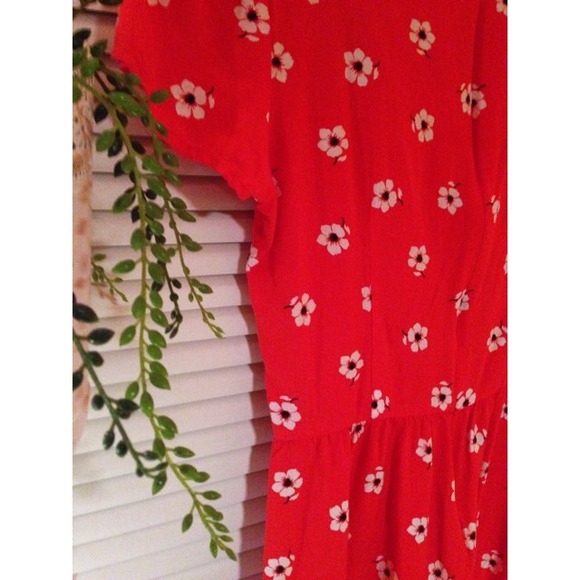 🌺Red floral print dress🌺