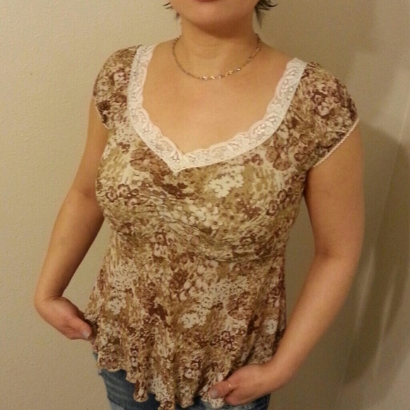 Beige Floral Blouse