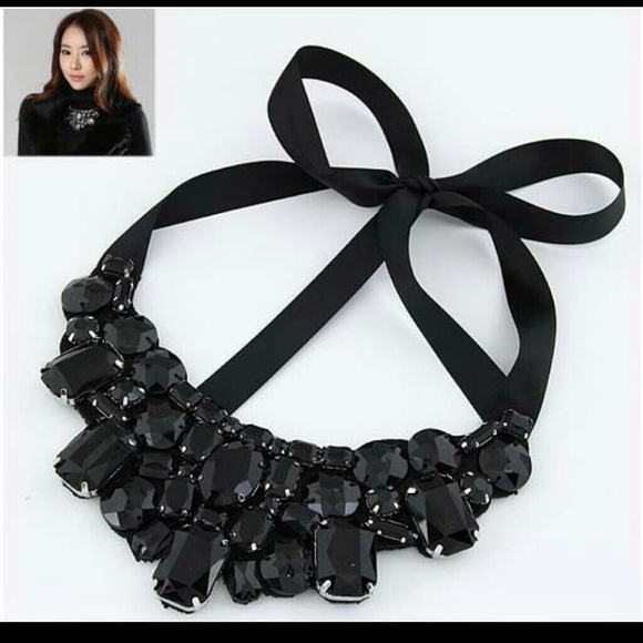 Black Jeweled Bib Necklace