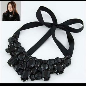 Black Jeweled Bib Necklace