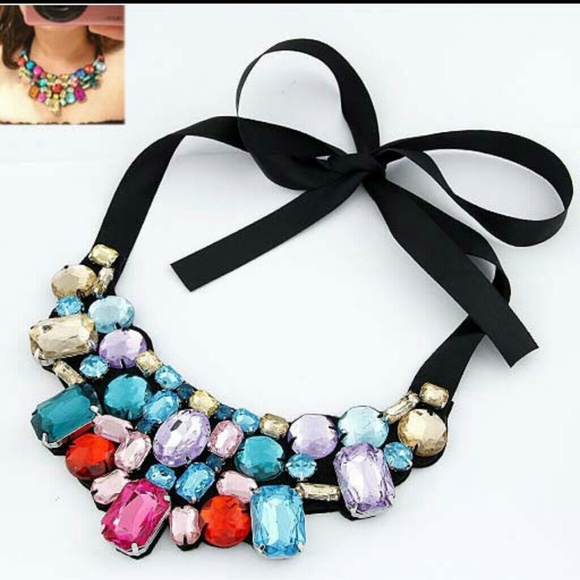 Multicolored Jeweled Bib Necklace