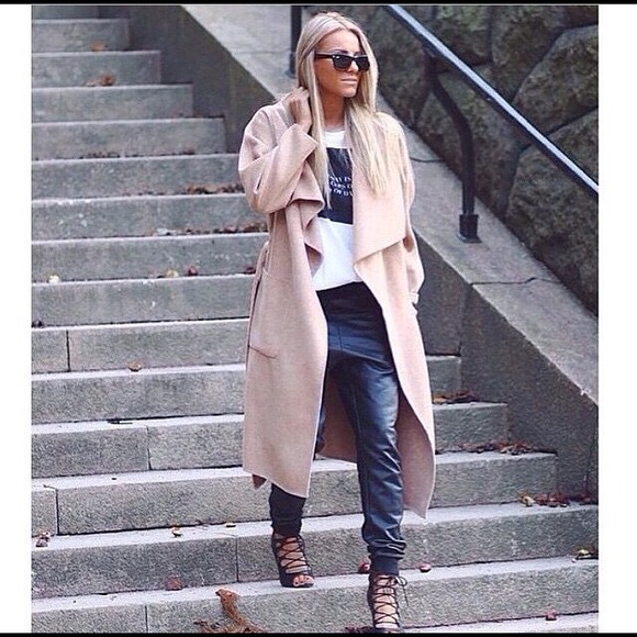 Faux leather crouch dropped joggers