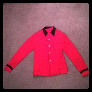 red doorman jacket with gold buttons