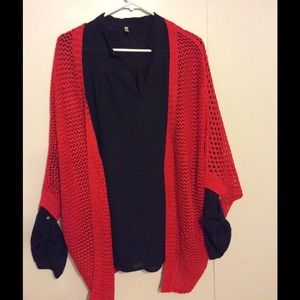 Dressy Red Mesh Cardigan