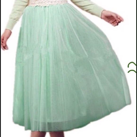 Light green bridal tulle skirt