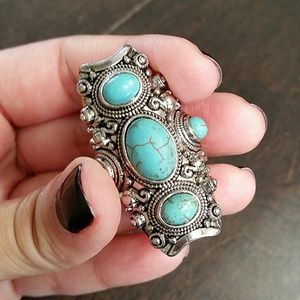 DRAMATIC Huge heavy metal Moroccan Turquoise 8