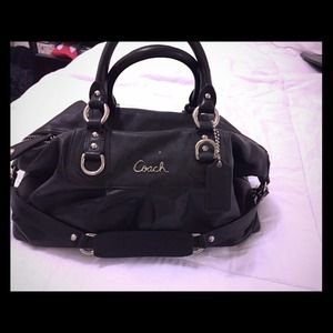 COACH Black leather Ashley Satchel Bag!