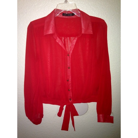 Red tie front blouse!