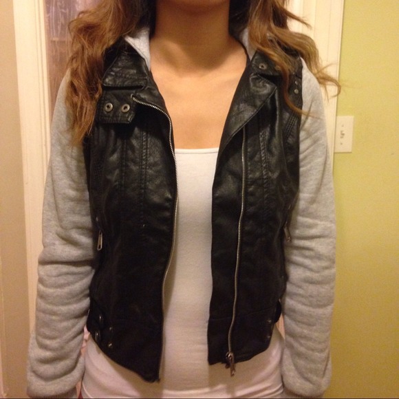 *SALE* Leather+Hoodie Jacket