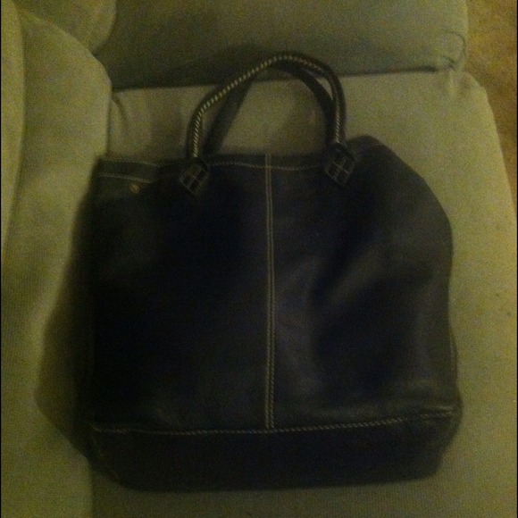 BCBGMaxAzria black cowhide learher tote - Picture 2 of 2