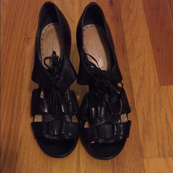 COACH black sandals with heels