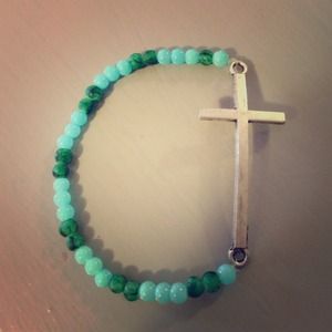 Earth tones cross bracelet