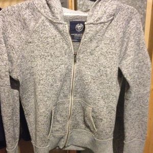 AE polyester gray hoodie no string
