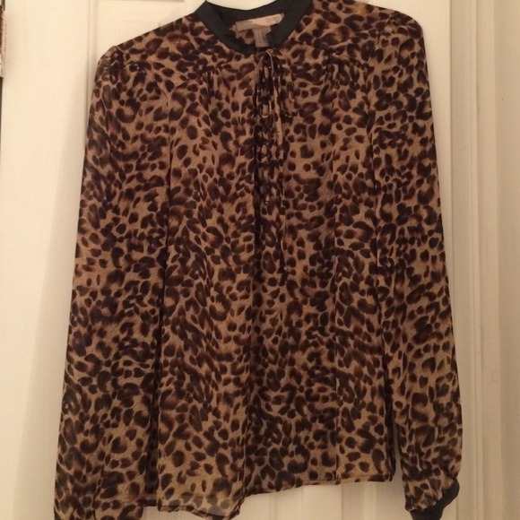 Brown and black cheetah print see-through blouse