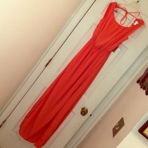 Coral color summer dress