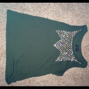 Green sparkly tank top, super adorable open back