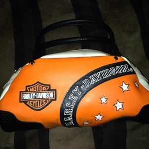 Orange and Black Harley Davidson purse