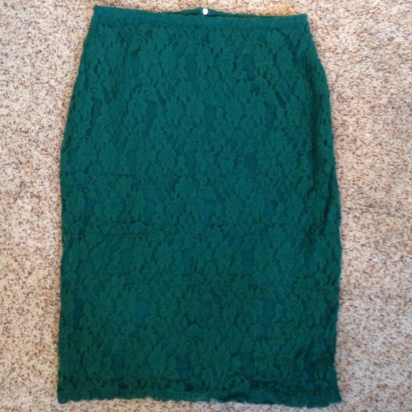Xhilaration Dresses & Skirts - Green lace pencil skirt