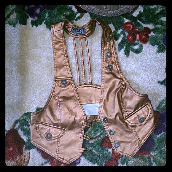 Bronze cutout back cropped vest