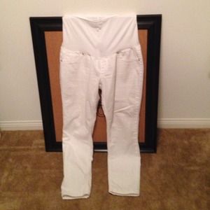 Maternity White full panel denim jeans