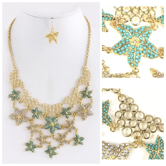 Austrian Crystal Starfish Necklace Set - Picture 2 of 3