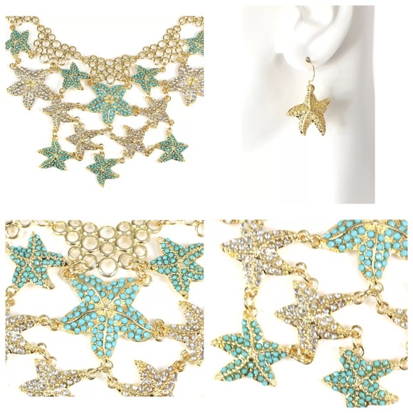 Austrian Crystal Starfish Necklace Set - Picture 3 of 3