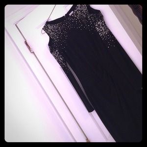 Black and silver rhinestone party dress