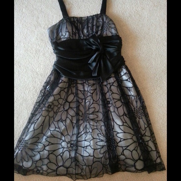 Gray and black formal dress