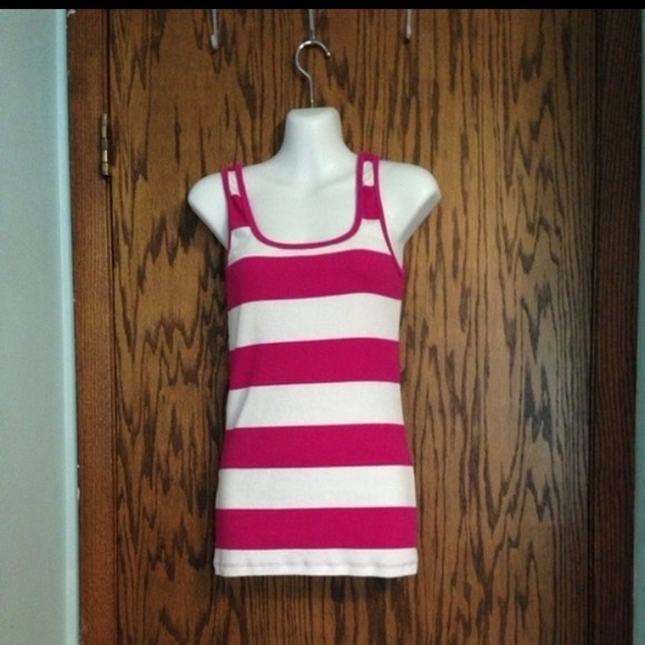 Pink and white tank