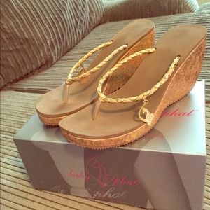 Baby Phat gold wedge sandals