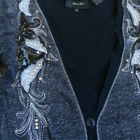 Miss Me Embellished Button-up Sweater - Picture 2 of 4