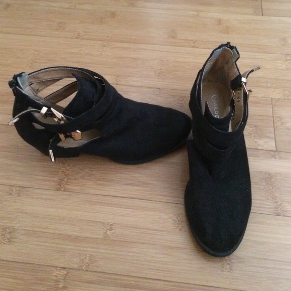 Black cut out booties