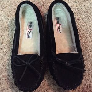 Minnetonka black slippers!