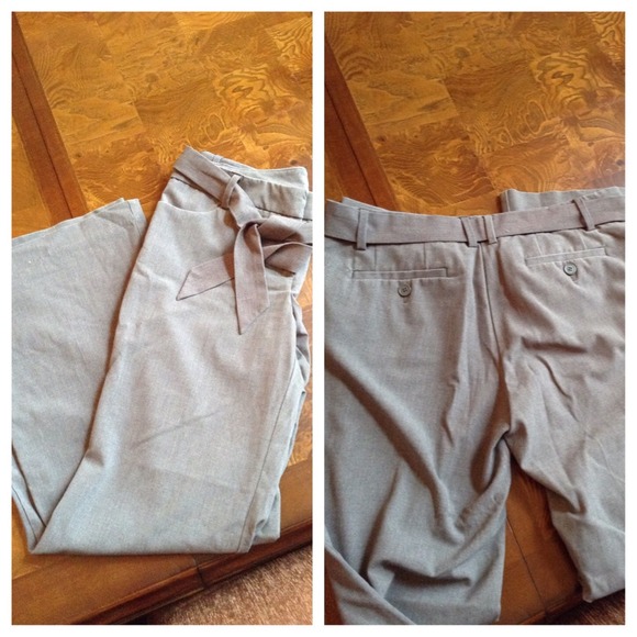 ❌SOLD❌Gray Wide Leg Slacks with Belt - Picture 2 of 4