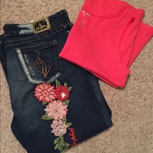 Baby Phat denim Capri with tank top